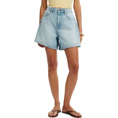 Cotton On High Waist '90s Denim Shorts In Blue