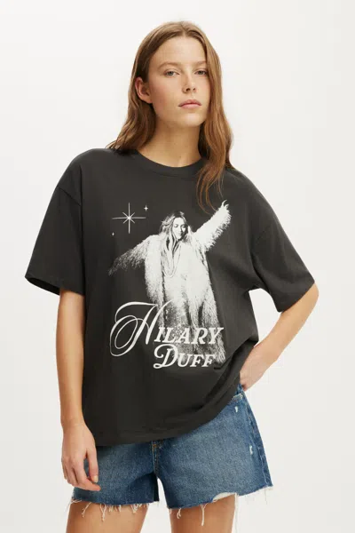 Cotton On Hilary Duff Music Boxy Graphic Tee In Lcn Wmg Hilary Duff Mono / Washed Black