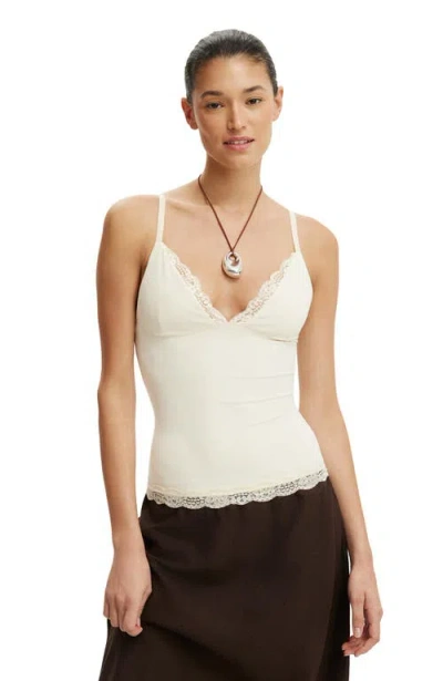 Cotton On Hold Me Lace Trim Cami In Neutral