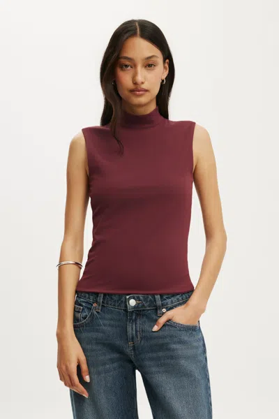 Cotton On Hold Me Mockneck Open Back Tank In Brown