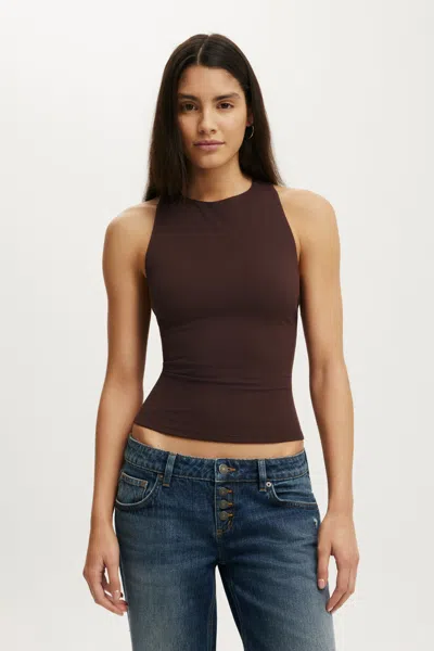 Cotton On Hold Me Racer Back Tank In Brown