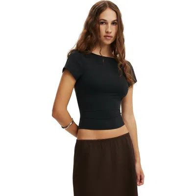 Cotton On Hold Me Scoop Back Tee In Black
