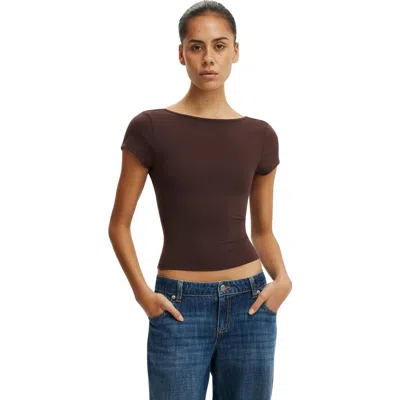 Cotton On Hold Me Scoop Back Tee In Brown