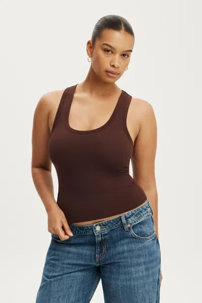 Cotton On Hold Me Scoop Neck Racerback Tank In Brown