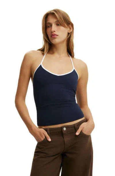 Cotton On Hold Me Tie Halter In Blue