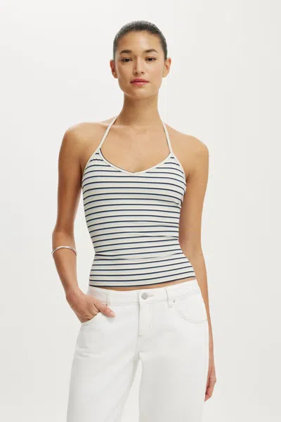Cotton On Hold Me Tie Halter In Esme Stripe Marble Mist