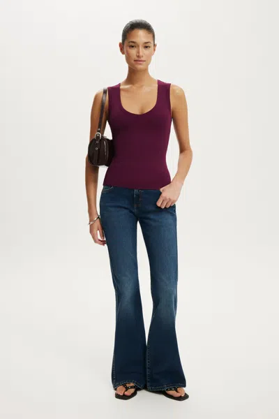 Cotton On Hold Me V Neck Tank In Blackberry Belle