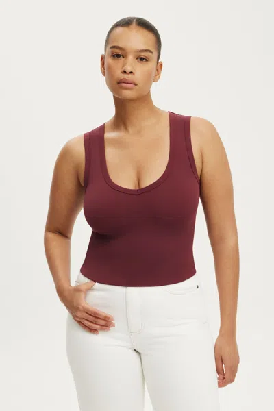 Cotton On Hold Me V Neck Tank In Burgundy