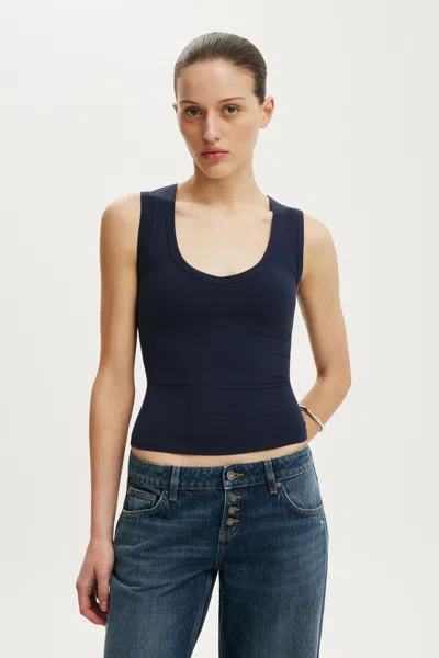 Cotton On Hold Me V Neck Tank In Total Eclipse