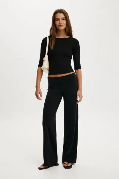 Cotton On Honey Fold Over Pant In Black