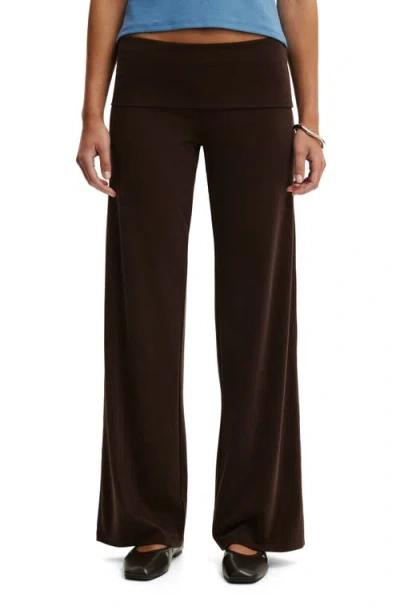 Cotton On Honey Fold Over Pant In Brown