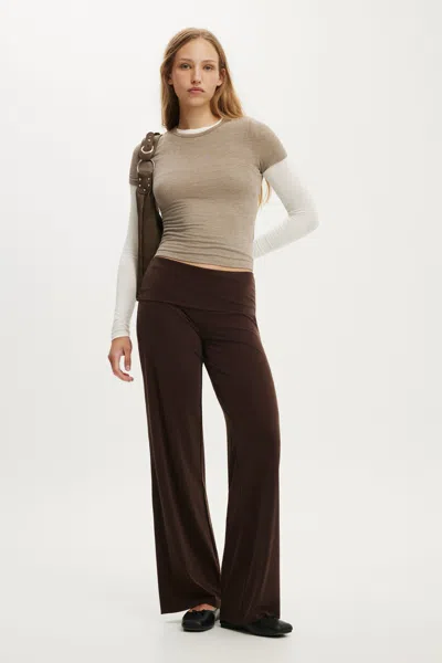 Cotton On Honey Fold Over Pant In Dark Oak