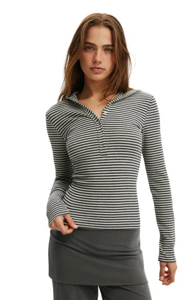 Cotton On Hooded Blake Henley Long Sleeve In Multi