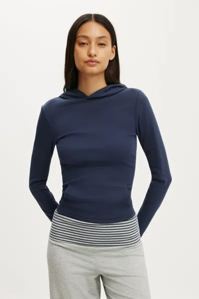 Cotton On Hooded Long Sleeve In Blue