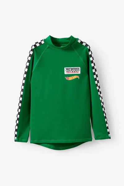 Cotton On Kids' Hot Wheels Flynn Long Sleeve Raglan Rash Vest In Brown
