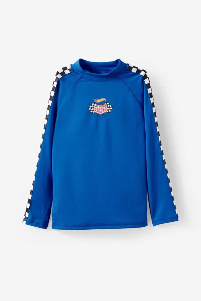 Cotton On Kids' Hot Wheels Flynn Long Sleeve Raglan Rash Vest In Brown