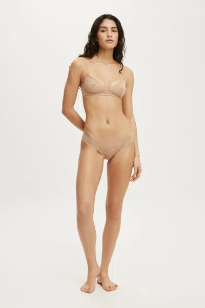 Cotton On Invisible Lace Bikini Brief In Maple Sugar