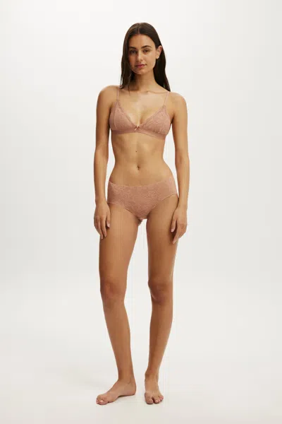 Cotton On Invisible Lace Boyleg Brief In Brown