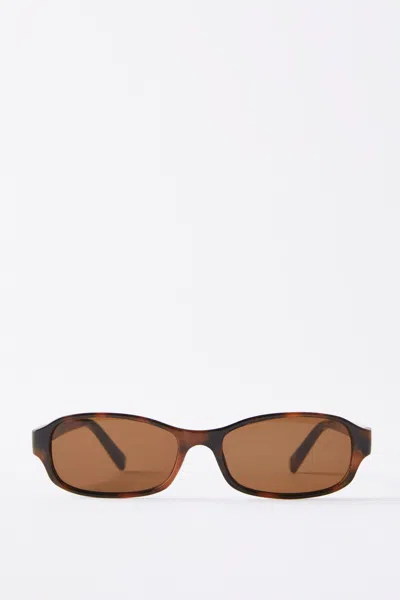 Cotton On Jamie Slim Wrap Around Sunglasses In Deep Tort