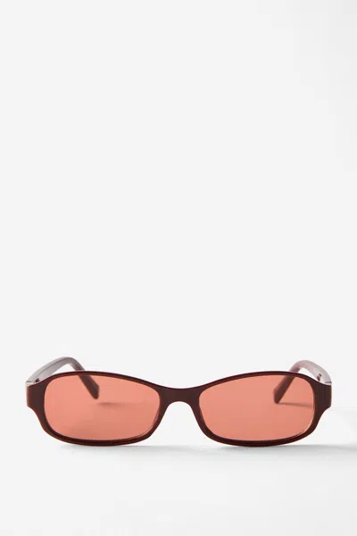 Cotton On Jamie Slim Wrap Around Sunglasses In Sour Cherry