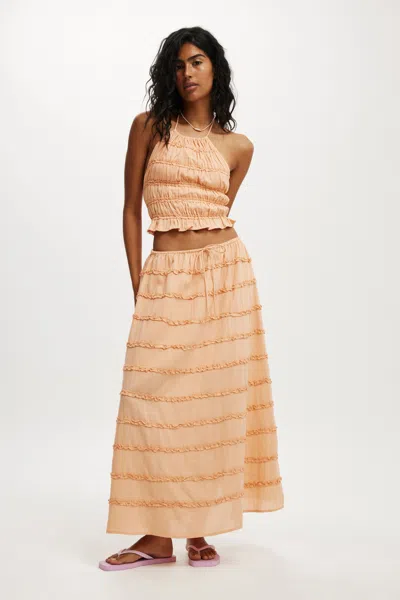 Cotton On Jet Set Tiered Maxi Skirt In Soft Orange