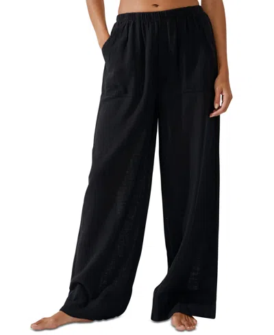 Cotton On Juniors' Relaxed Side-pocket Beach Cover-up Pants In Black