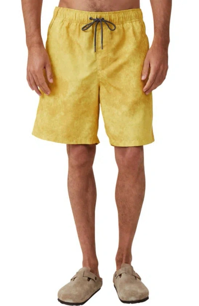Cotton On Kahuna Drawstring Shorts In Lemon Space Dye