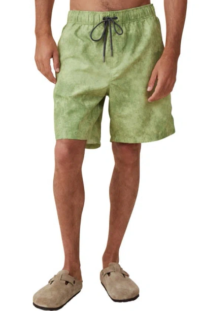 Cotton On Kahuna Drawstring Shorts In Sage Space Dye