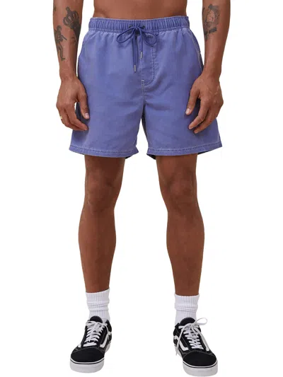 Cotton On Kahuna Mens Relaxed Striped Flat Front Tie-waist/belted In Worker Blue