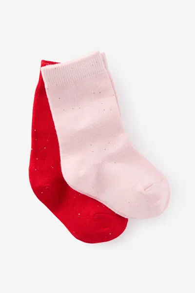 Cotton On Kids 2pk Longline Crew Socks In Red