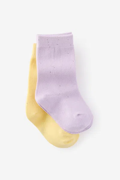 Cotton On Kids 2pk Longline Crew Socks In Yellow