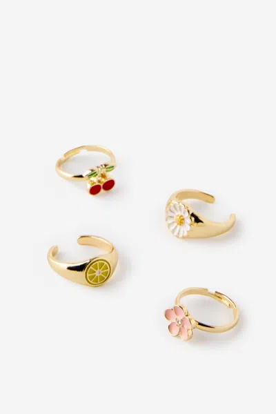 Cotton On Kids 4pk Ring Set In Gold