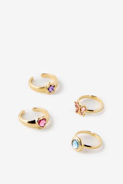 Cotton On Kids 4pk Ring Set In Gold