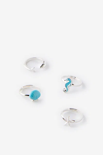 Cotton On Kids 4pk Ring Set In White