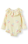 Cotton On Kids Bonnie Long Sleeve Ruffle One Piece In Baby Yellow Summer Cherries