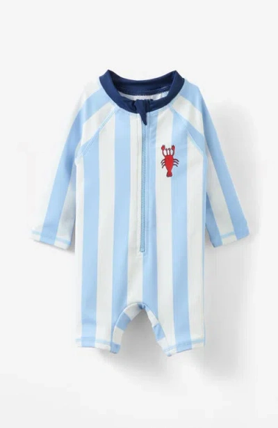 Cotton On Kids Cameron Long Sleeve Swimsuit In Dawn Blue Bold Stripe