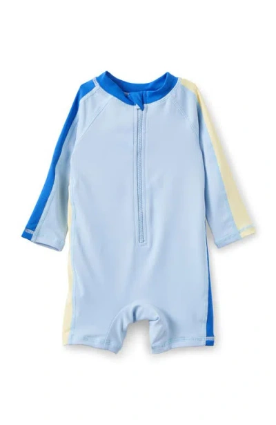 Cotton On Kids Cameron Long Sleeve Swimsuit In Dawn Blue Colourblock
