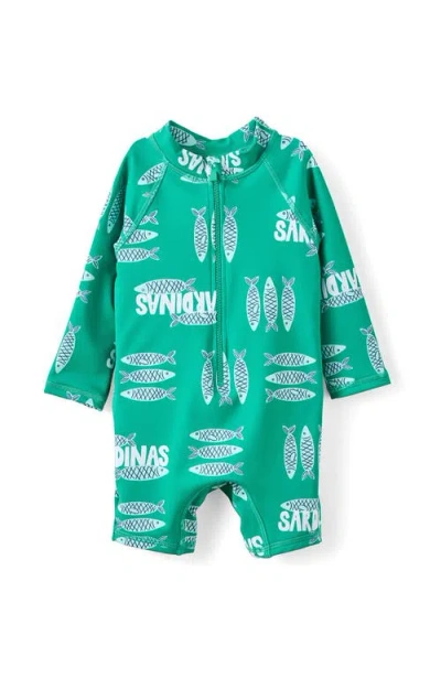 Cotton On Kids Cameron Long Sleeve Swimsuit In Green