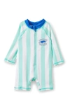 Cotton On Kids Cameron Long Sleeve Swimsuit In Mint Breeze Bold Stripe