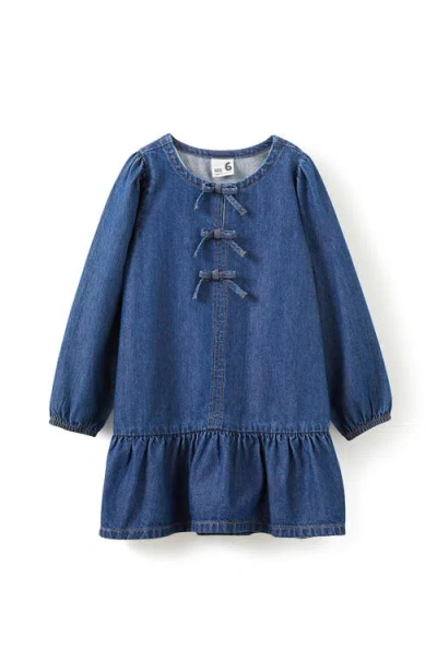 Cotton On Kids Kid's Betty Bow Front Denim Dress In Blue