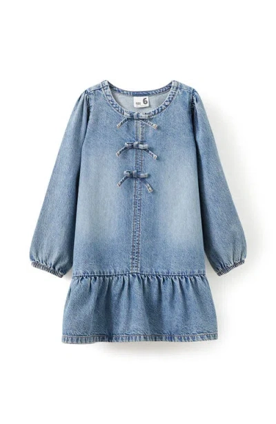 Cotton On Kids Kid's Betty Bow Front Denim Dress In Blue