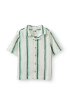 Cotton On Kids Kid's Cabana Short Sleeve Shirt In Vanilla Island Green Stripe