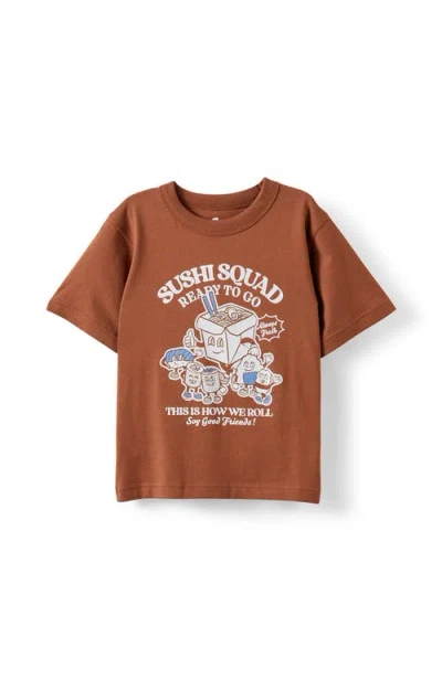 Cotton On Kids Kid's Jonny Short Sleeve Graphic Print Tee In Brown