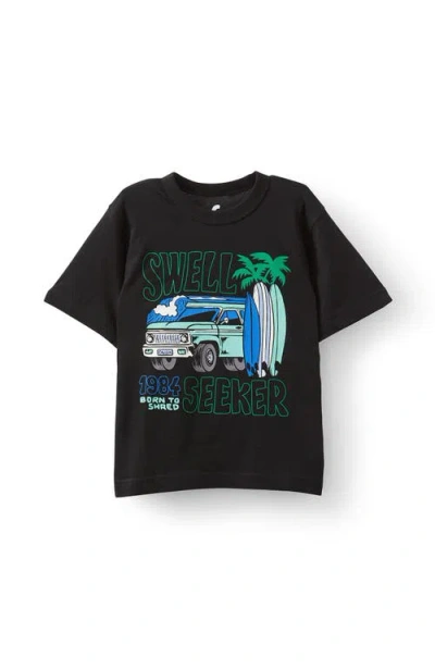 Cotton On Kids Kid's Jonny Short Sleeve Graphic Print Tee In Black Swell Seeker Car