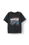 Cotton On Kids Kid's Jonny Short Sleeve Graphic Print Tee In Black Wash Ultimate Monster