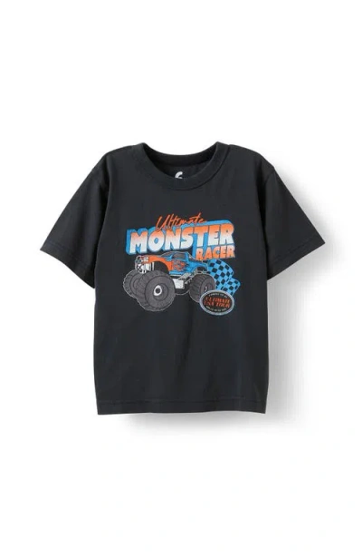 Cotton On Kids Kid's Jonny Short Sleeve Graphic Print Tee In Black Wash Ultimate Monster