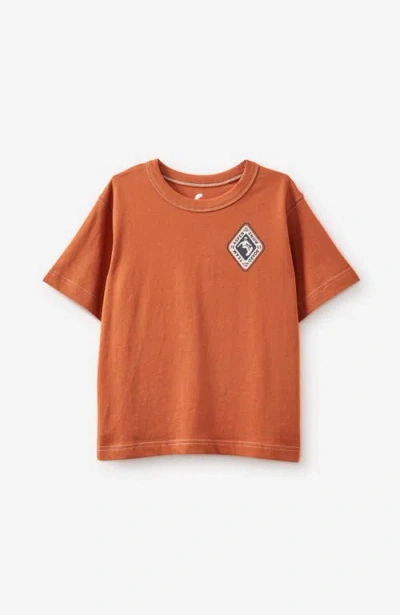 Cotton On Kids Kid's Jonny Short Sleeve Graphic Print Tee In Rusty Orange Alpine Fun