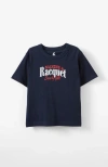 Cotton On Kids Kid's Jonny Short Sleeve Graphic Print Tee In Squid Ink Making A Raquet