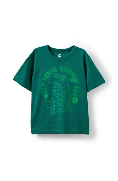Cotton On Kids Kid's Jonny Short Sleeve Graphic Print Tee In Varsity Green Swell Seeker