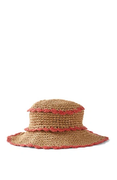 Cotton On Kids Kid's Kids Crochet Bucket Hat In Natural Varisty Red
